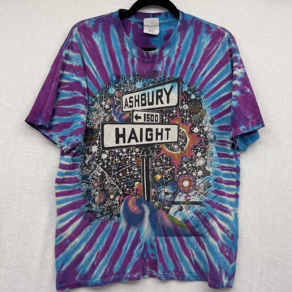 Vintage‎ Grateful Dead Tie Dye Haight Ashbury TShirt Medium Purple Blue Festival